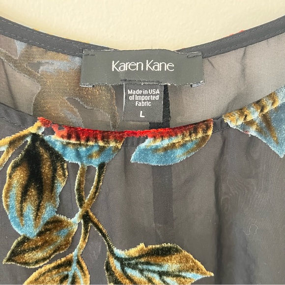 Karen Kane Womens Velvet Burnout Pullover Floral Blouse (J1) - Picture 6 of 11